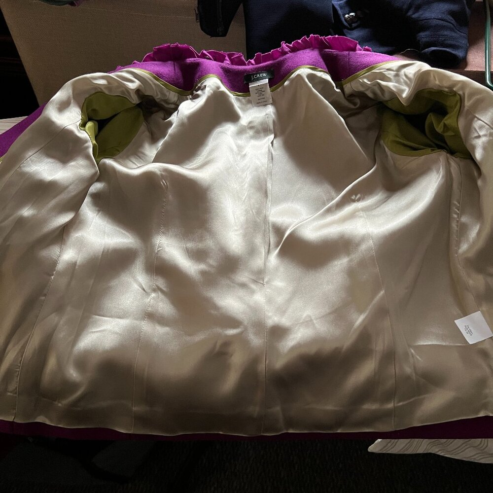 J CREW SILK POMPOM TRIM WOOL ASTRID JACKET SIZE 8 - Picture 10 of 10